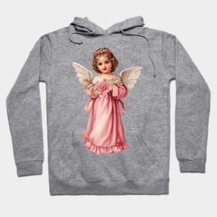 Vintage Pink Baby Christmas Angel with Wings Hoodie